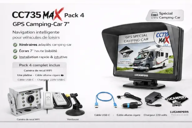 gps lucampers model CC735 avec une caméra de recul