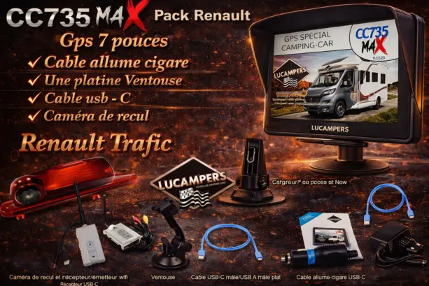 gps et sa caméra de recul pour montage sur un Renault trafic