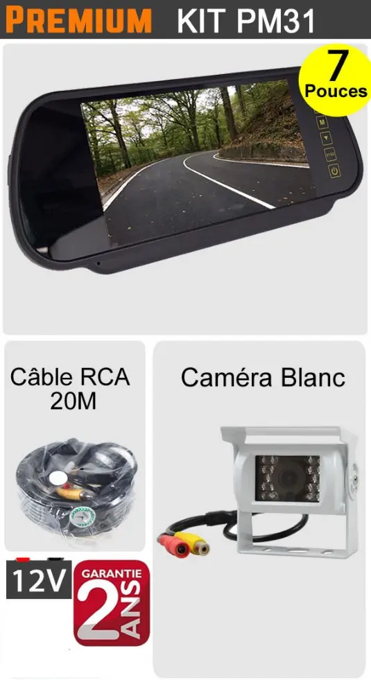 Kit caméra de recul rétroviseur avec caméra à poser -I950255